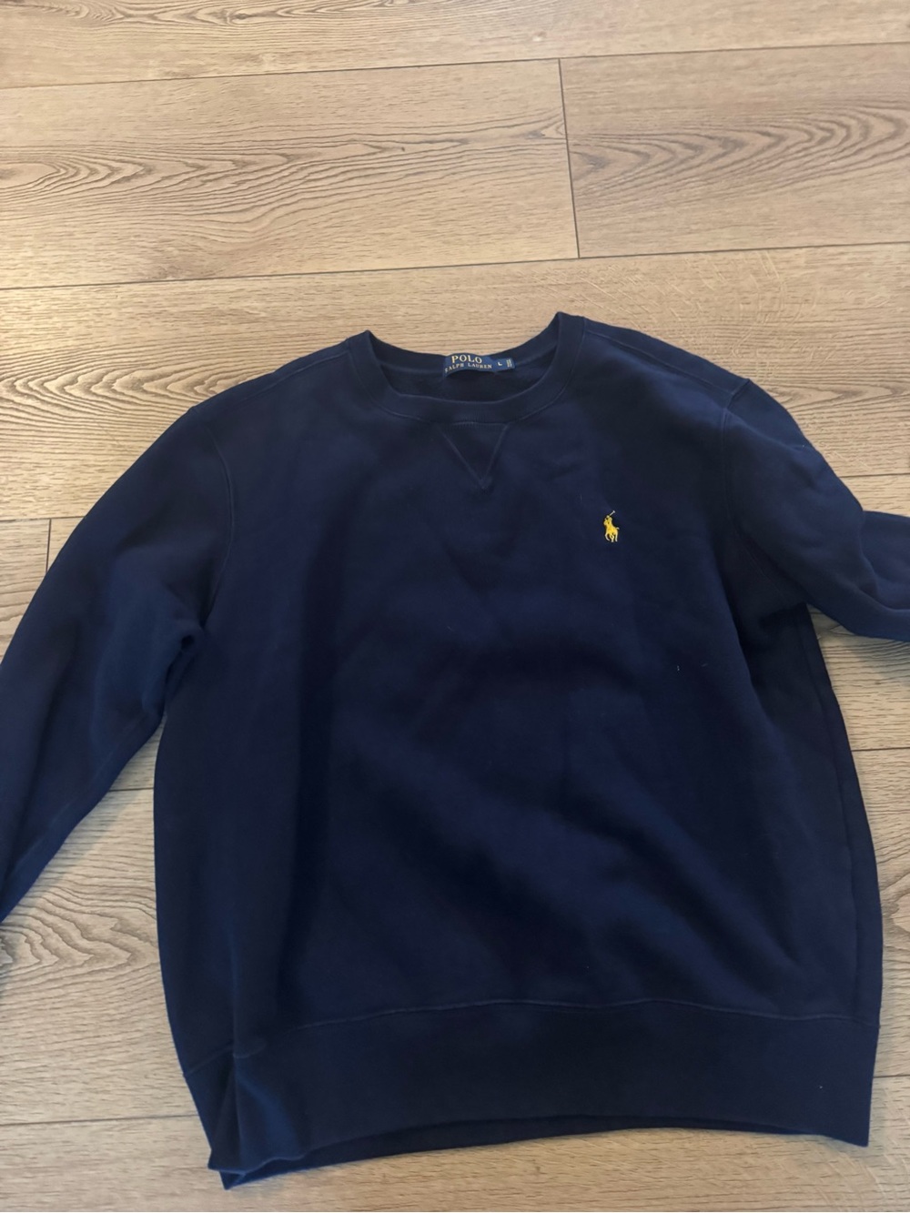 Polo by Ralph Lauren Navy Crewneck Sweatshirt with Yellow Pony